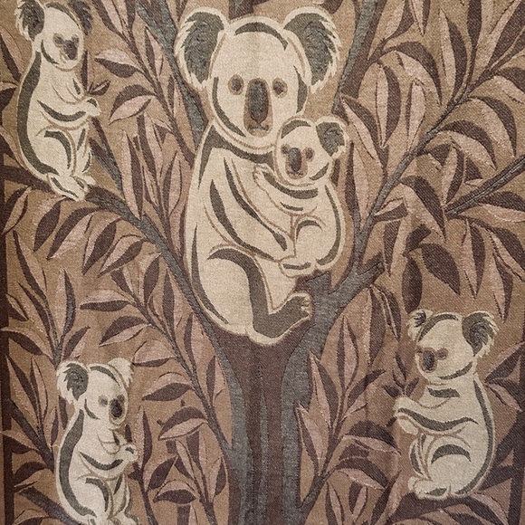Koalas in Gum Tree Queen + Joey Loom Weave Organic Cotton 84” 2 Side Khaki
